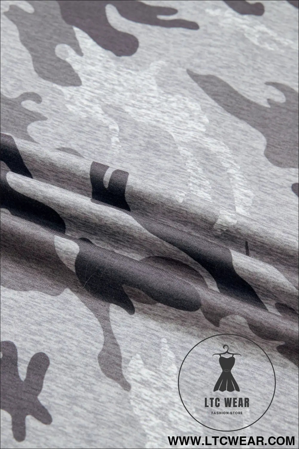 Gray plus size camo print casual t shirt - plus size tops & tees