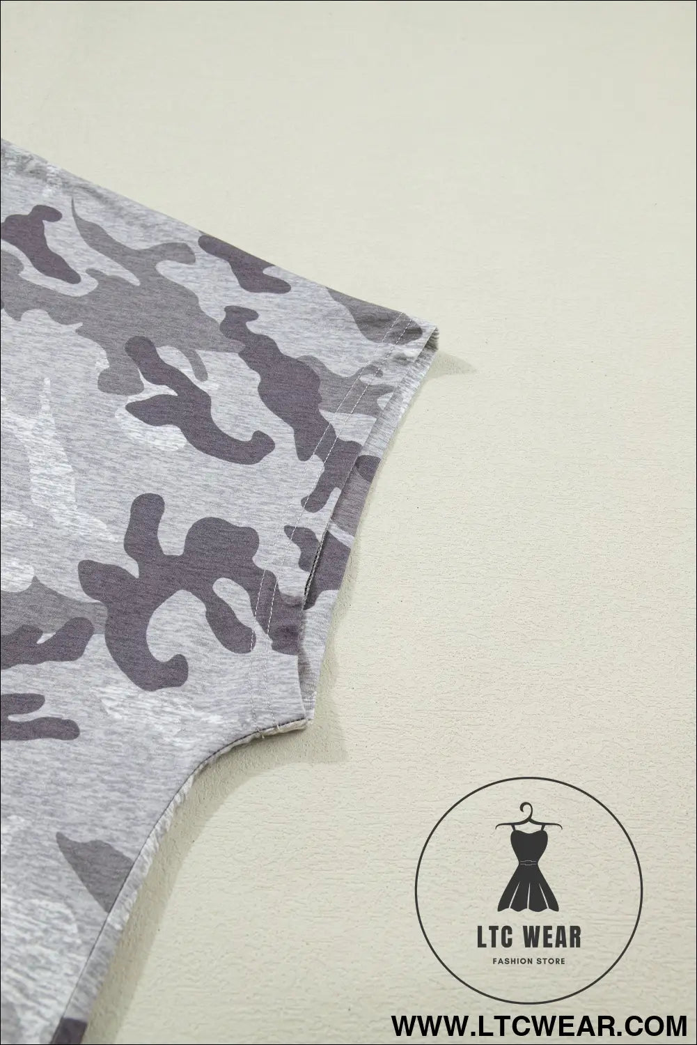 Gray plus size camo print casual t shirt - plus size tops & tees