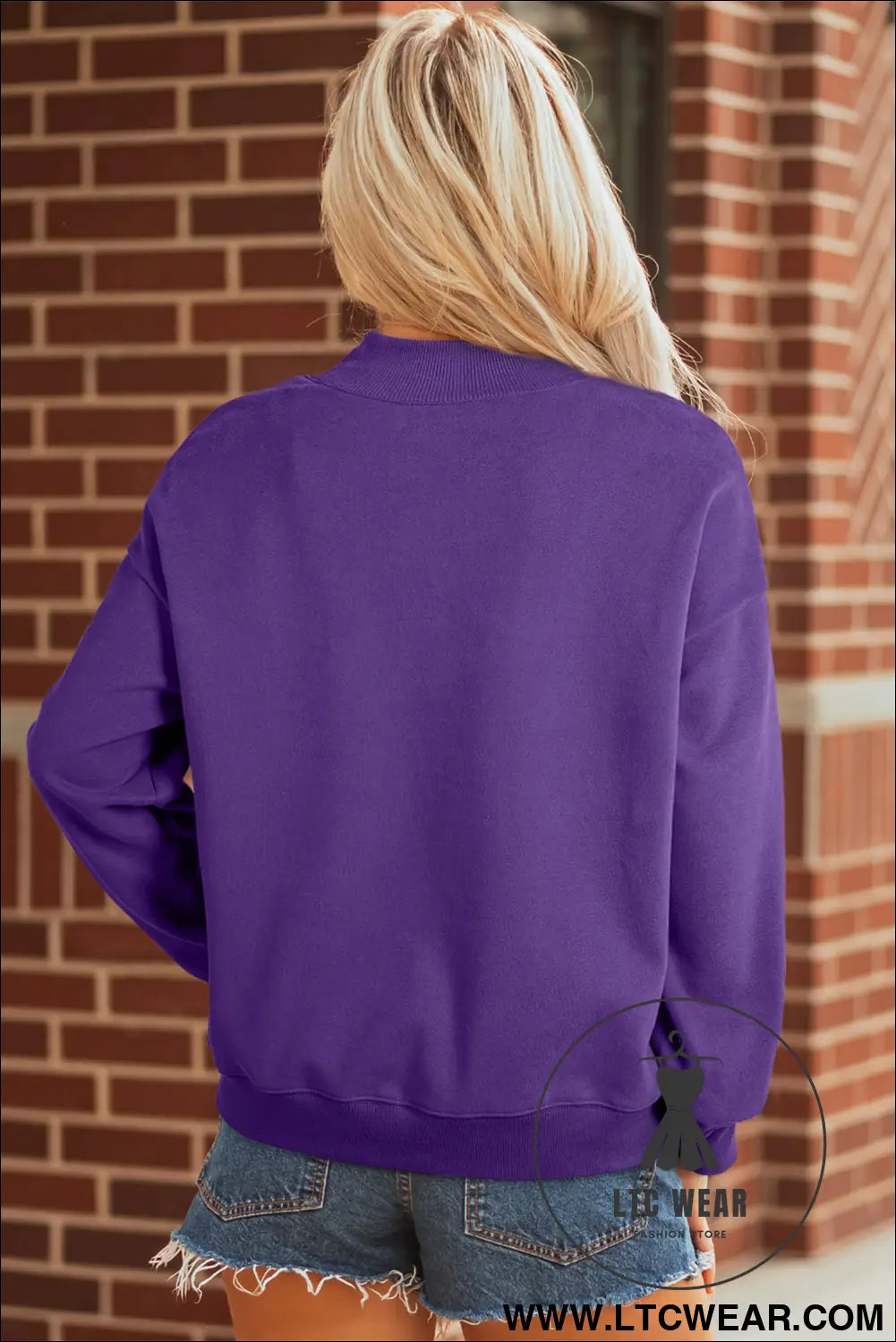 Gray Solid Color Oversized Mock Neck Sweatshirt - L.T.C Wear Online Fashion Store