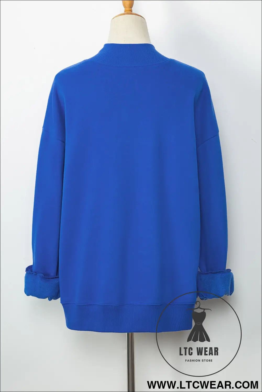 Gray Solid Color Oversized Mock Neck Sweatshirt - L.T.C Wear Online Fashion Store