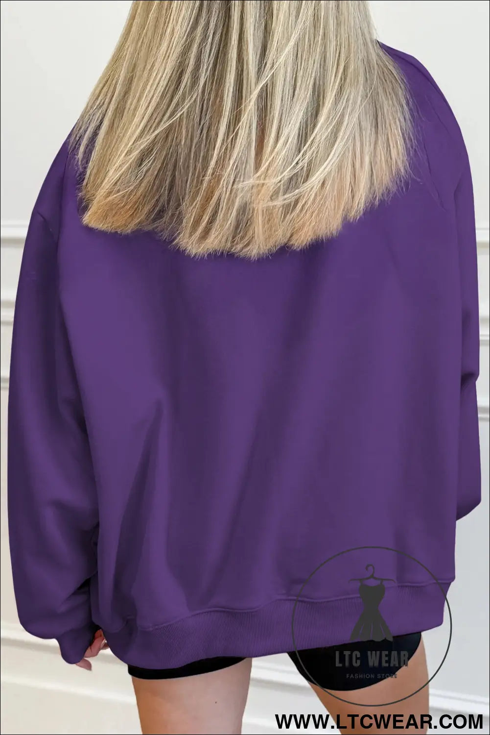 Gray Solid Color Oversized Mock Neck Sweatshirt - L.T.C Wear Online Fashion Store