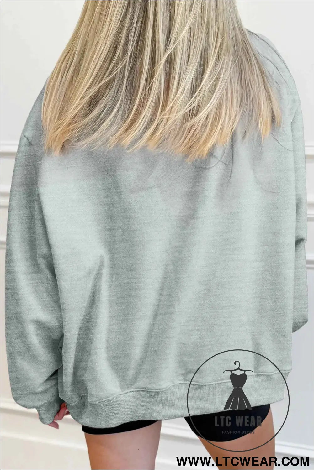 Gray Solid Color Oversized Mock Neck Sweatshirt
