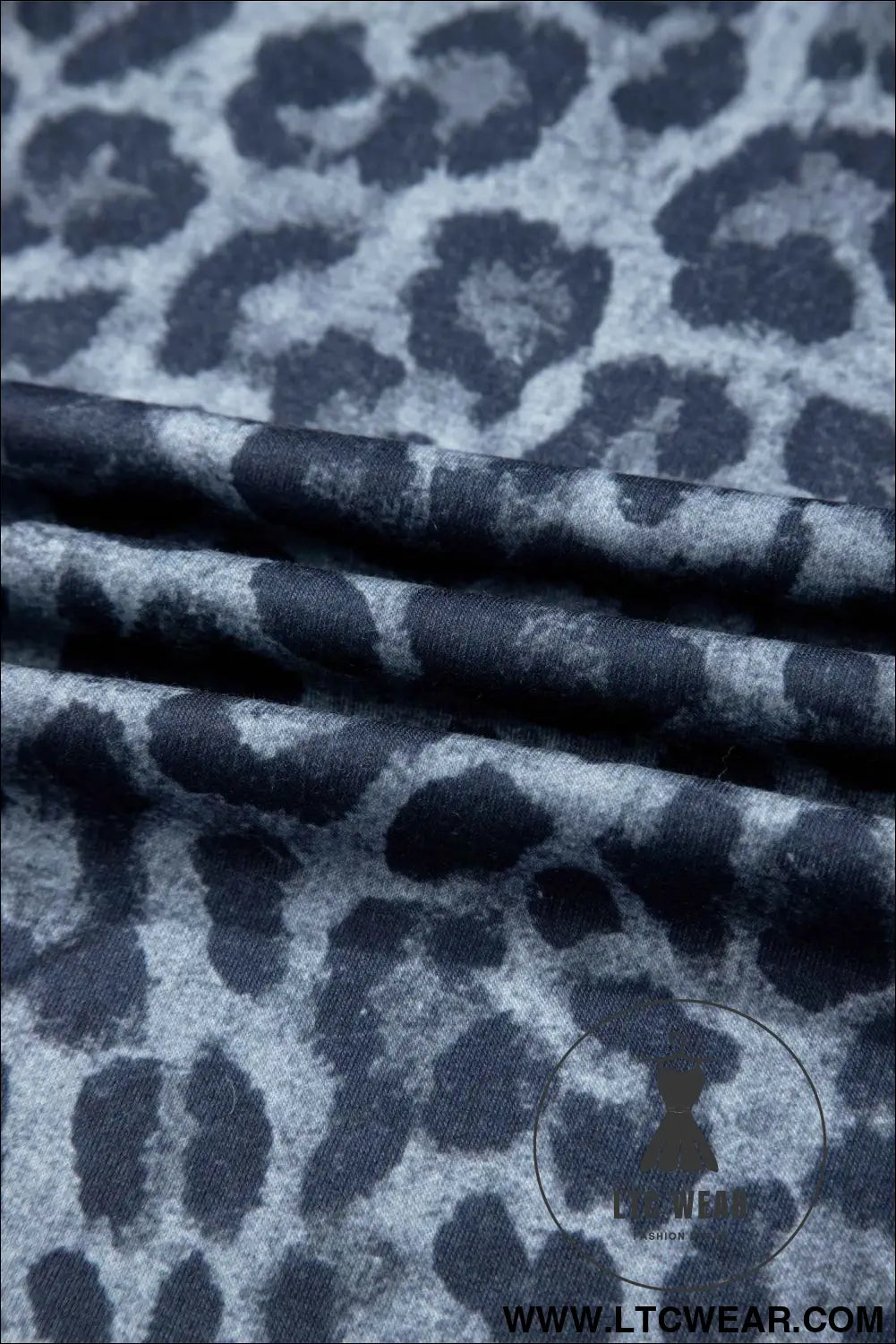 Gray Wild Leopard Print Frilled Detail Drawstring Wide Leg Pants