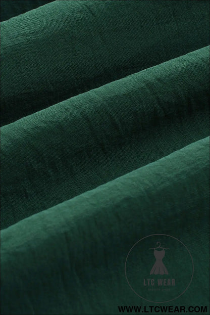 Green-2 solid color shirred bubble sleeve off shoulder babydoll dress - mini dresses