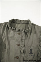 Green bay ruffle plain denim jacket vest - jackets