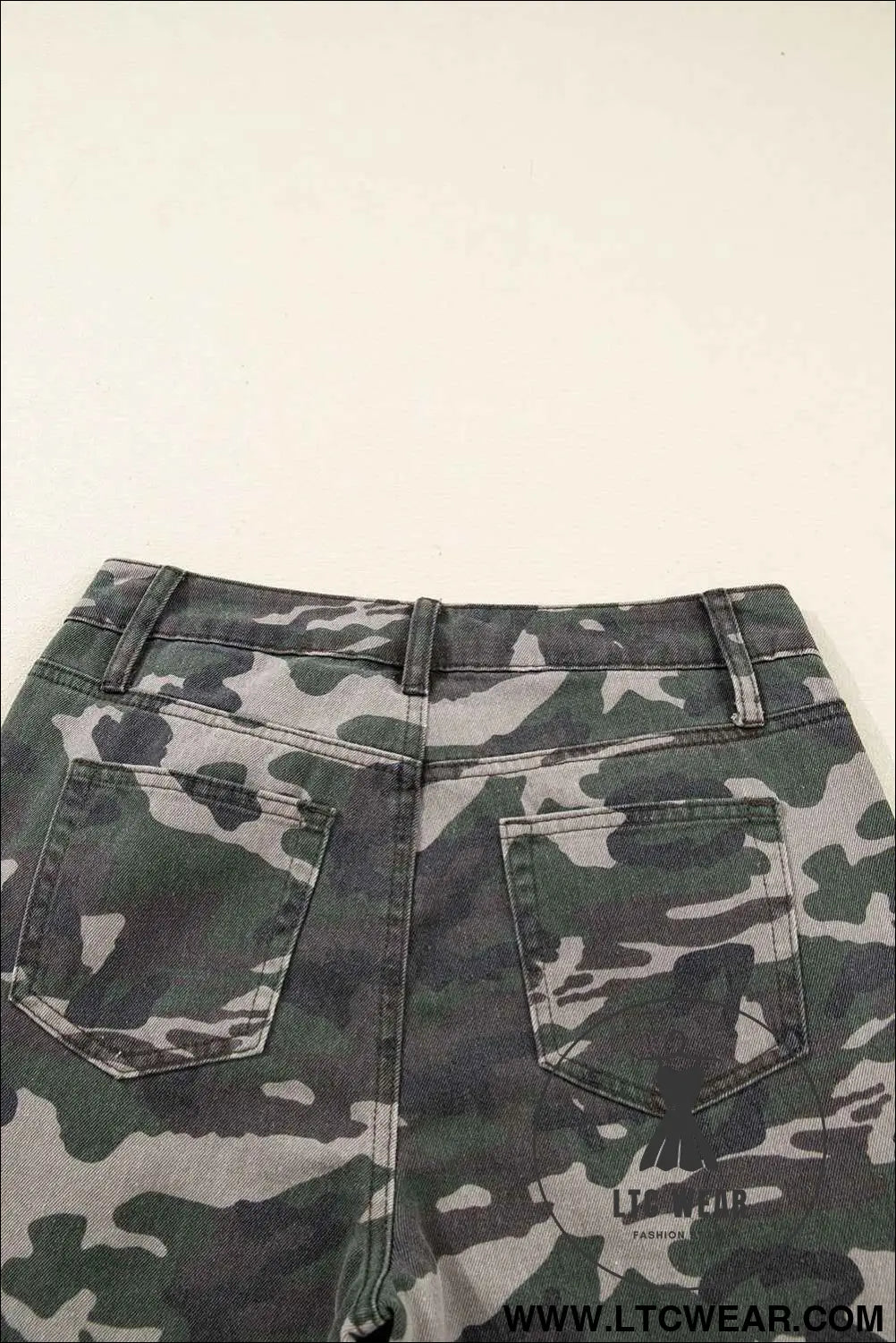 Green Camo Multi Pocket Cargo Wide Leg Jeans