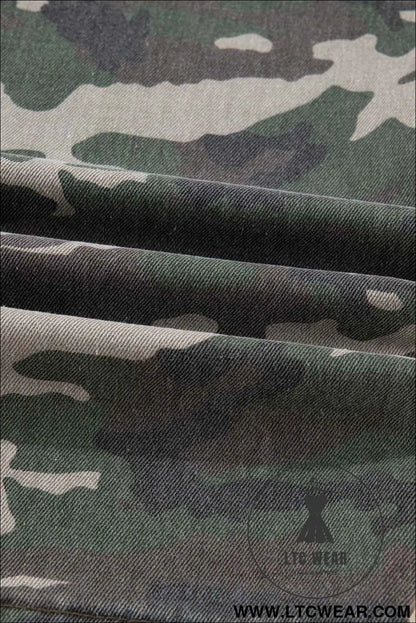 Green Camo Multi Pocket Cargo Wide Leg Jeans