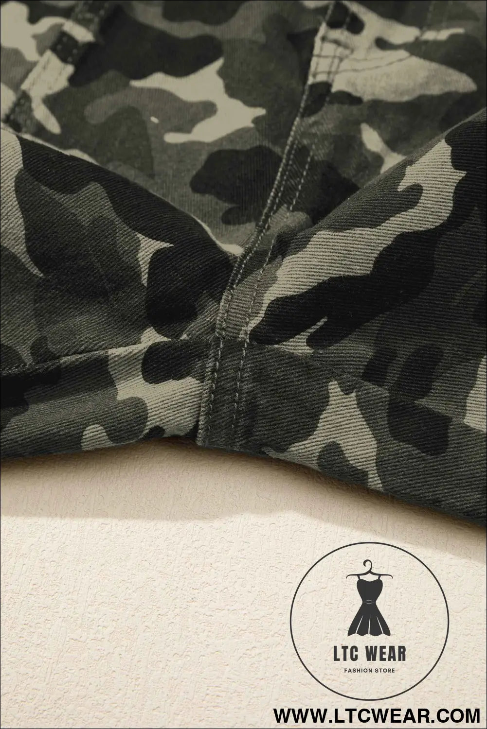 Green Camouflage Print Multi Pocketed Womens Denim Pants