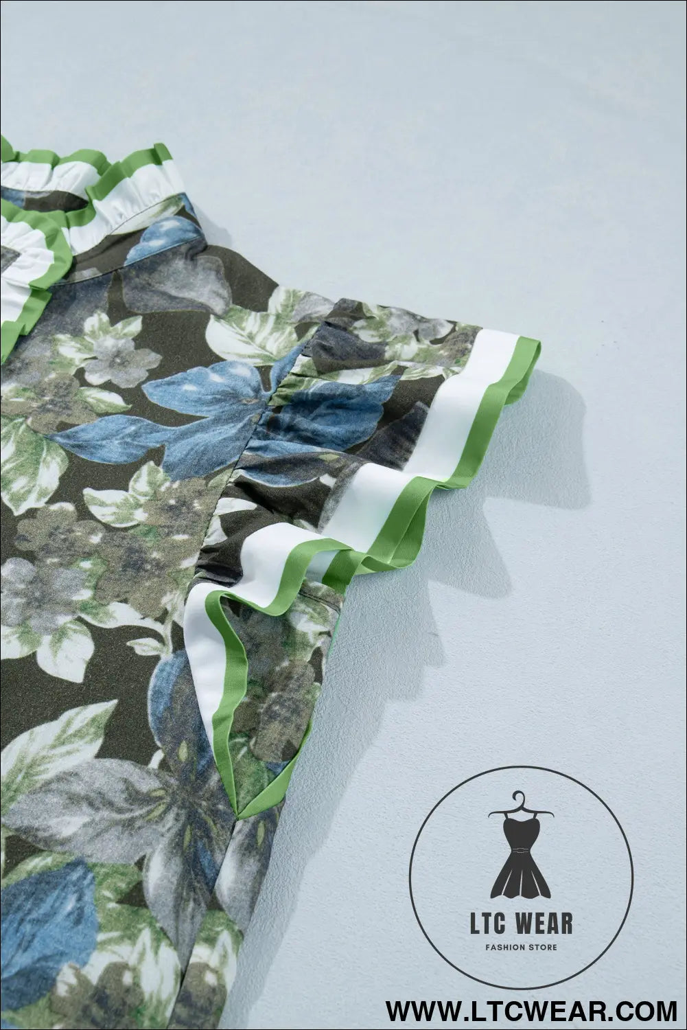 Green Ruffled Short Sleeve Floral Summer Blouse - L.T.C Wear Online Fashion Store
