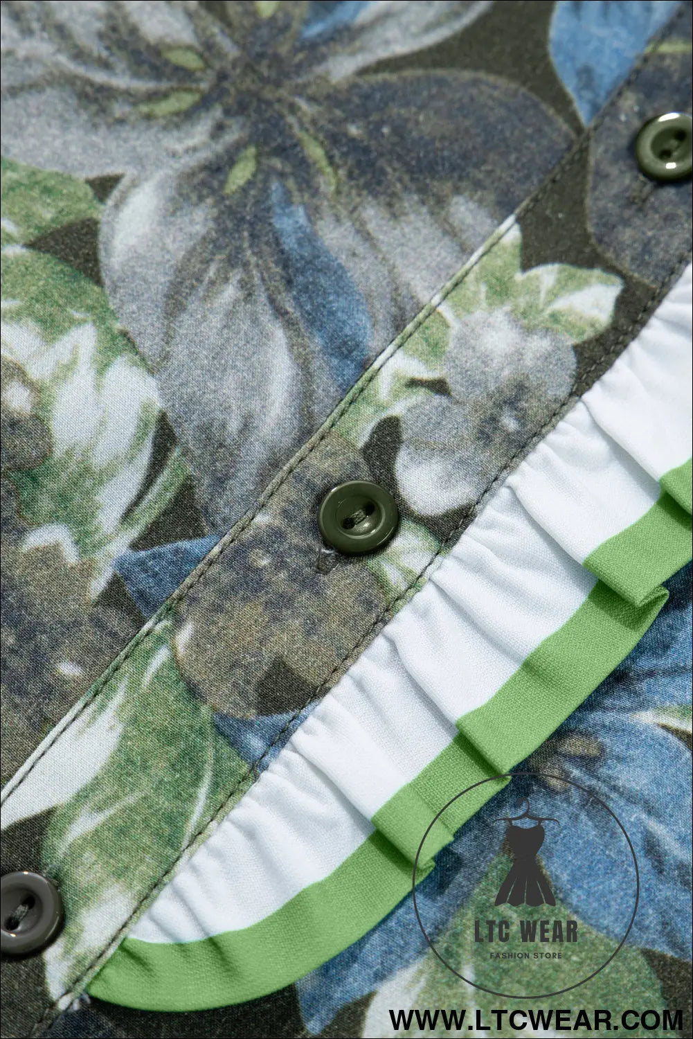 Green Ruffled Short Sleeve Floral Summer Blouse - L.T.C Wear Online Fashion Store
