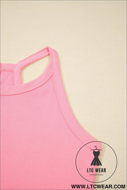 Green Slim Tank Top Elastic Waist Mini Skort 2pcs Outfit - L.T.C Wear Online Fashion Store