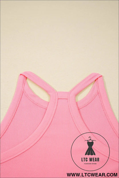 Green Slim Tank Top Elastic Waist Mini Skort 2pcs Outfit - L.T.C Wear Online Fashion Store