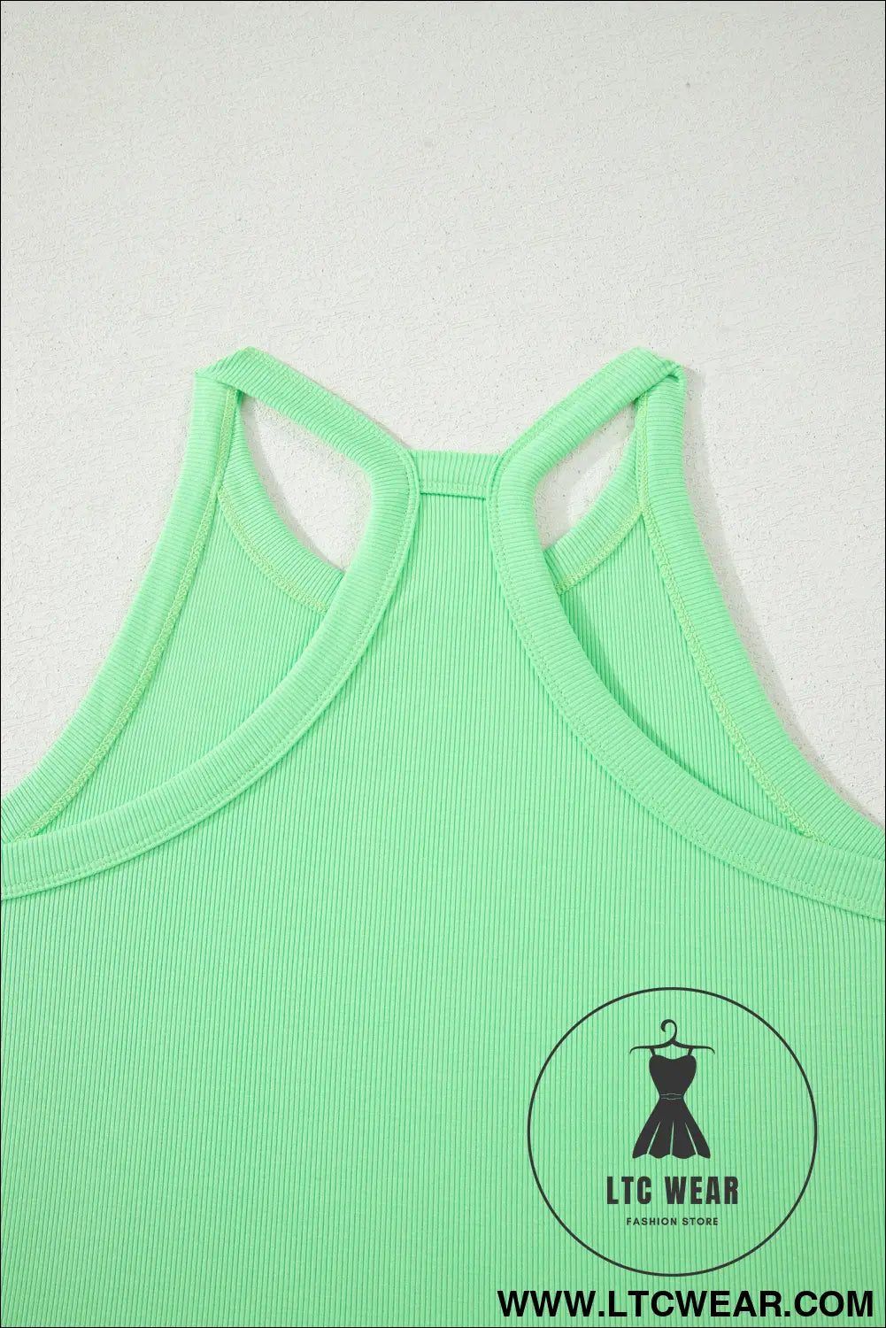 Green Slim Tank Top Elastic Waist Mini Skort 2pcs Outfit - L.T.C Wear Online Fashion Store