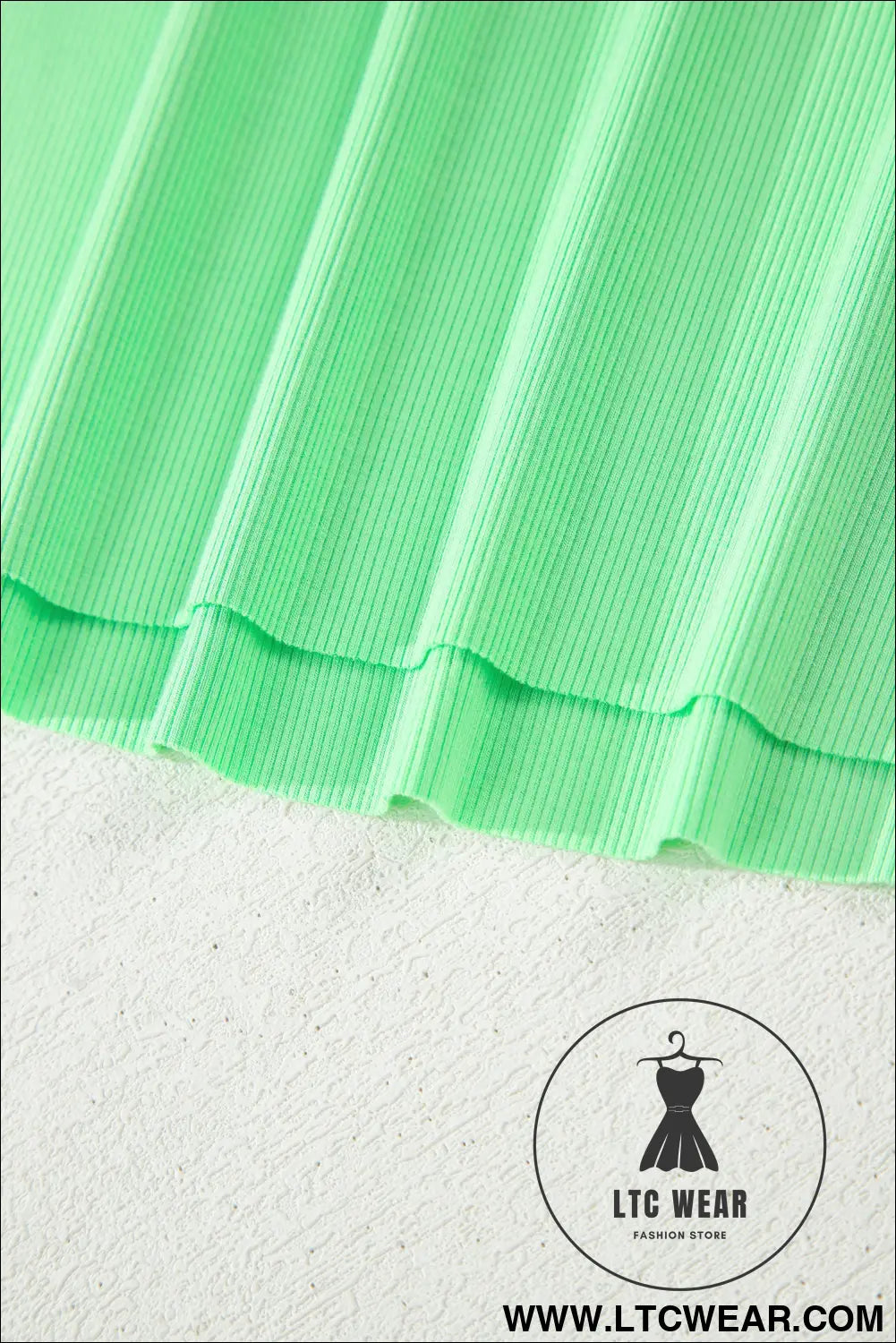 Green Slim Tank Top Elastic Waist Mini Skort 2pcs Outfit - L.T.C Wear Online Fashion Store