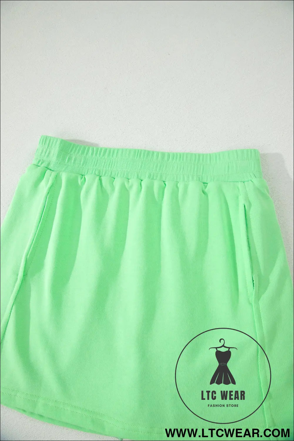 Green Slim Tank Top Elastic Waist Mini Skort 2pcs Outfit - L.T.C Wear Online Fashion Store