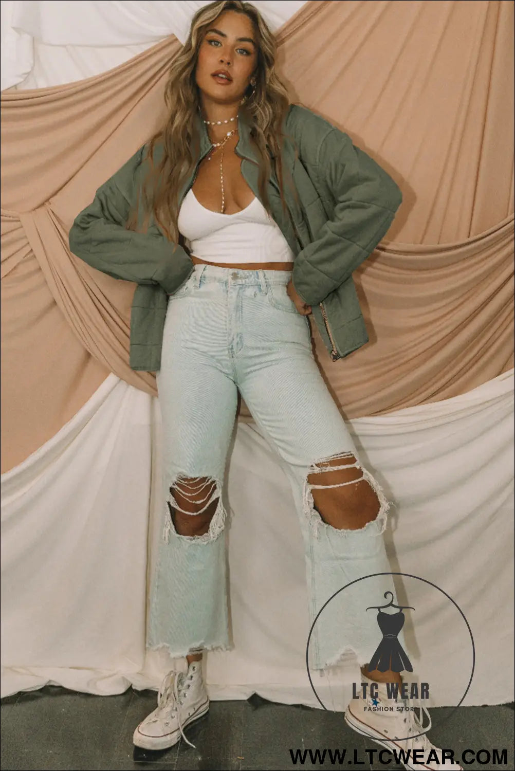 Green zip up pocket quilted cropped jacket - jackets