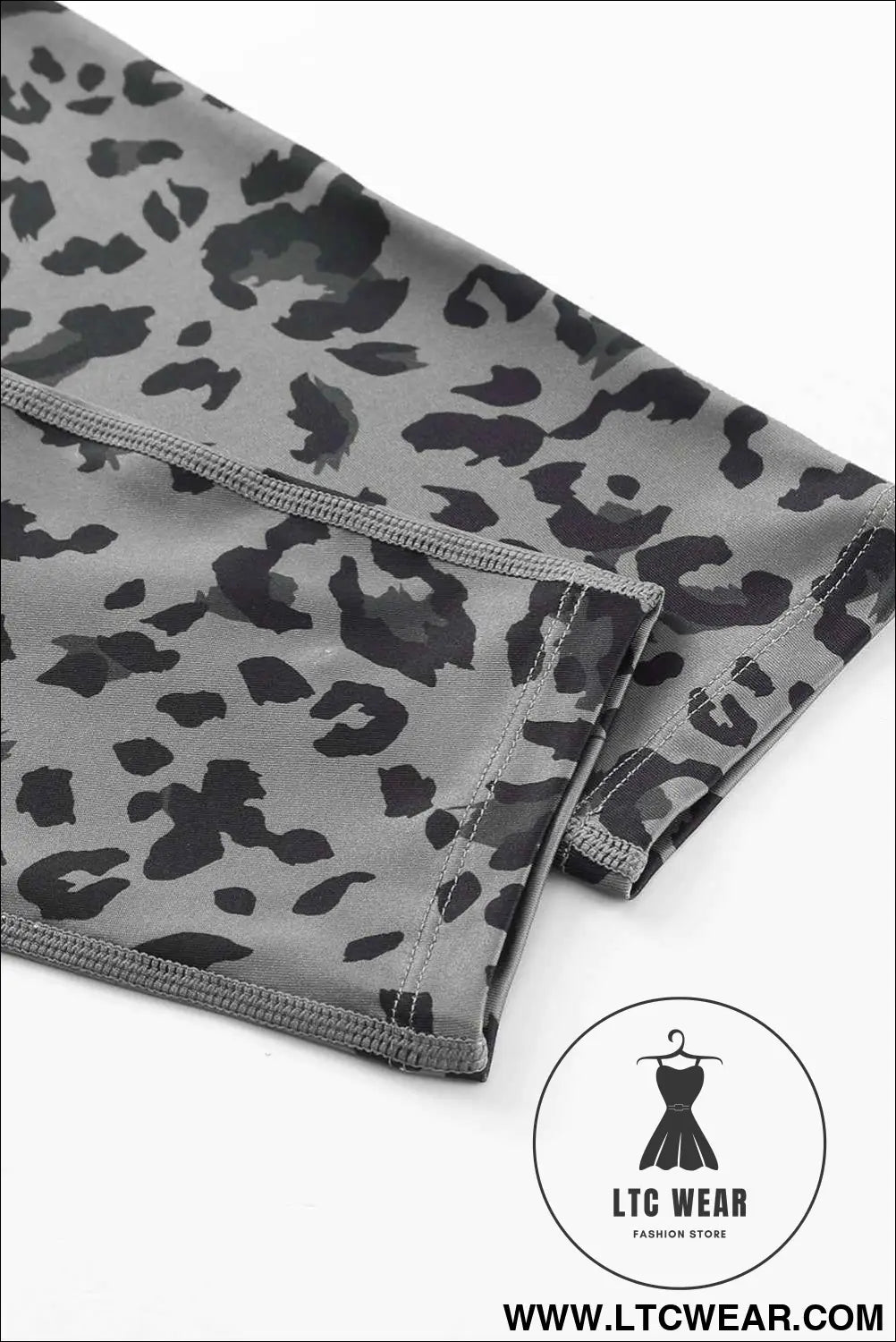 Grey Leopard Print Casual High Waist Leggings