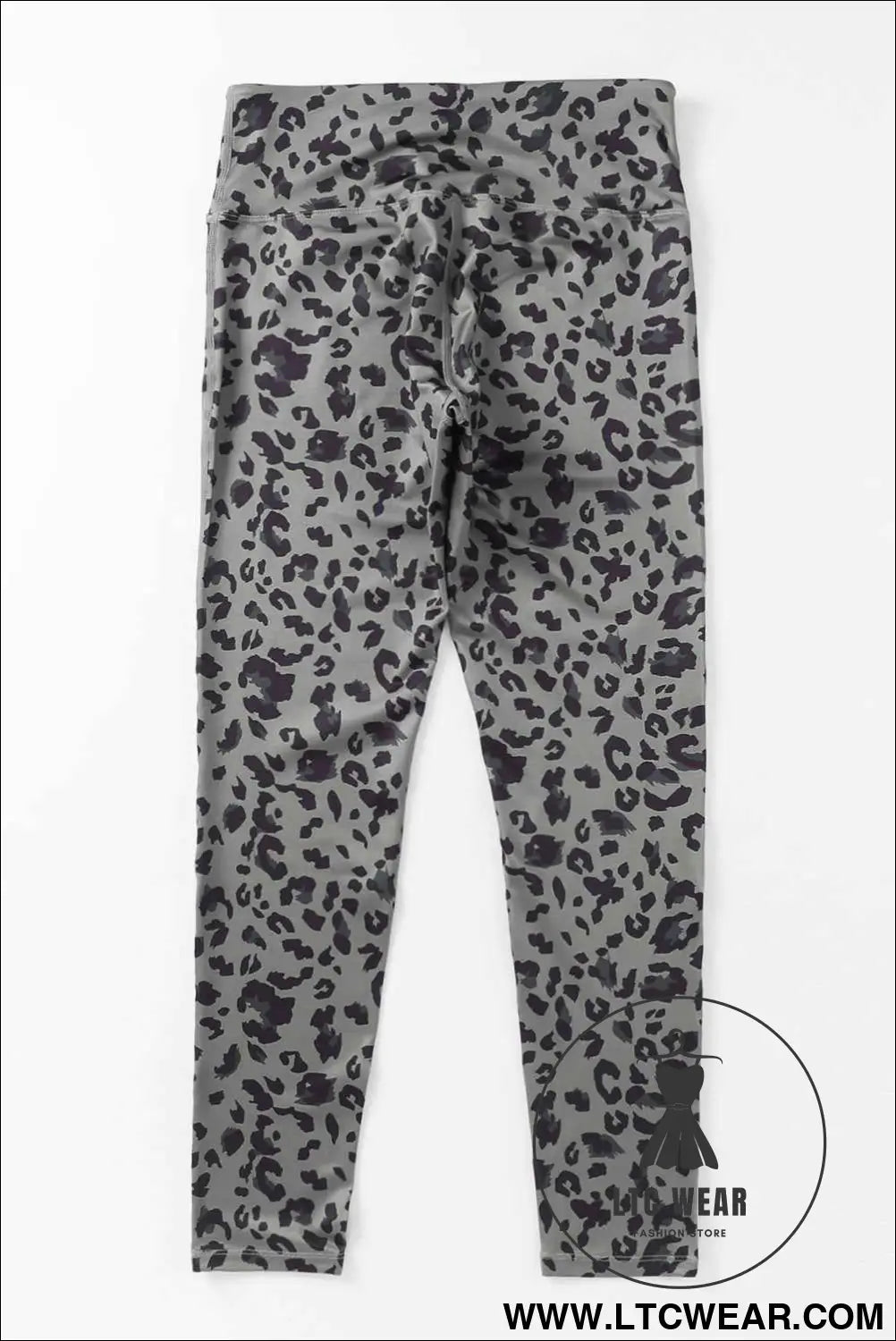 Grey Leopard Print Casual High Waist Leggings