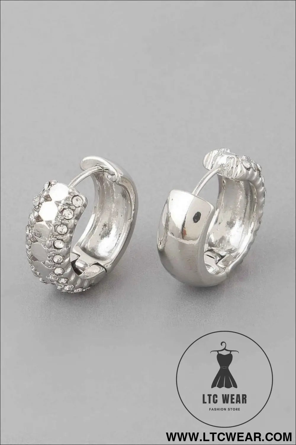 Half Jeweled Hoop Earrings