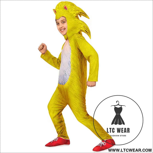 Halloween carnival cosplay costume sonic the hedgehog super sonic character costume performance outfit - printed yellow