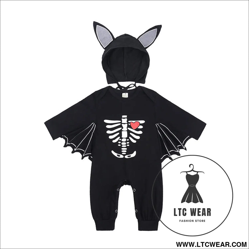 Halloween children’s clothing baby rompers new baby pumpkin alphabet jumpsuit bat shape romper - hy2990n / 70