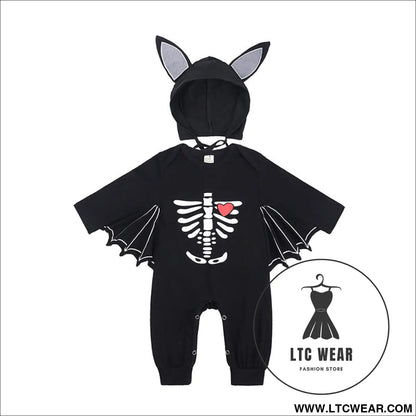 Halloween children’s clothing baby rompers new baby pumpkin alphabet jumpsuit bat shape romper - hy2990n / 70