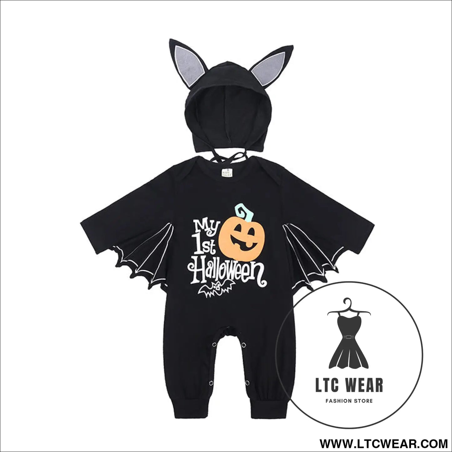 Halloween children’s clothing baby rompers new baby pumpkin alphabet jumpsuit bat shape romper - hy2988n / 70