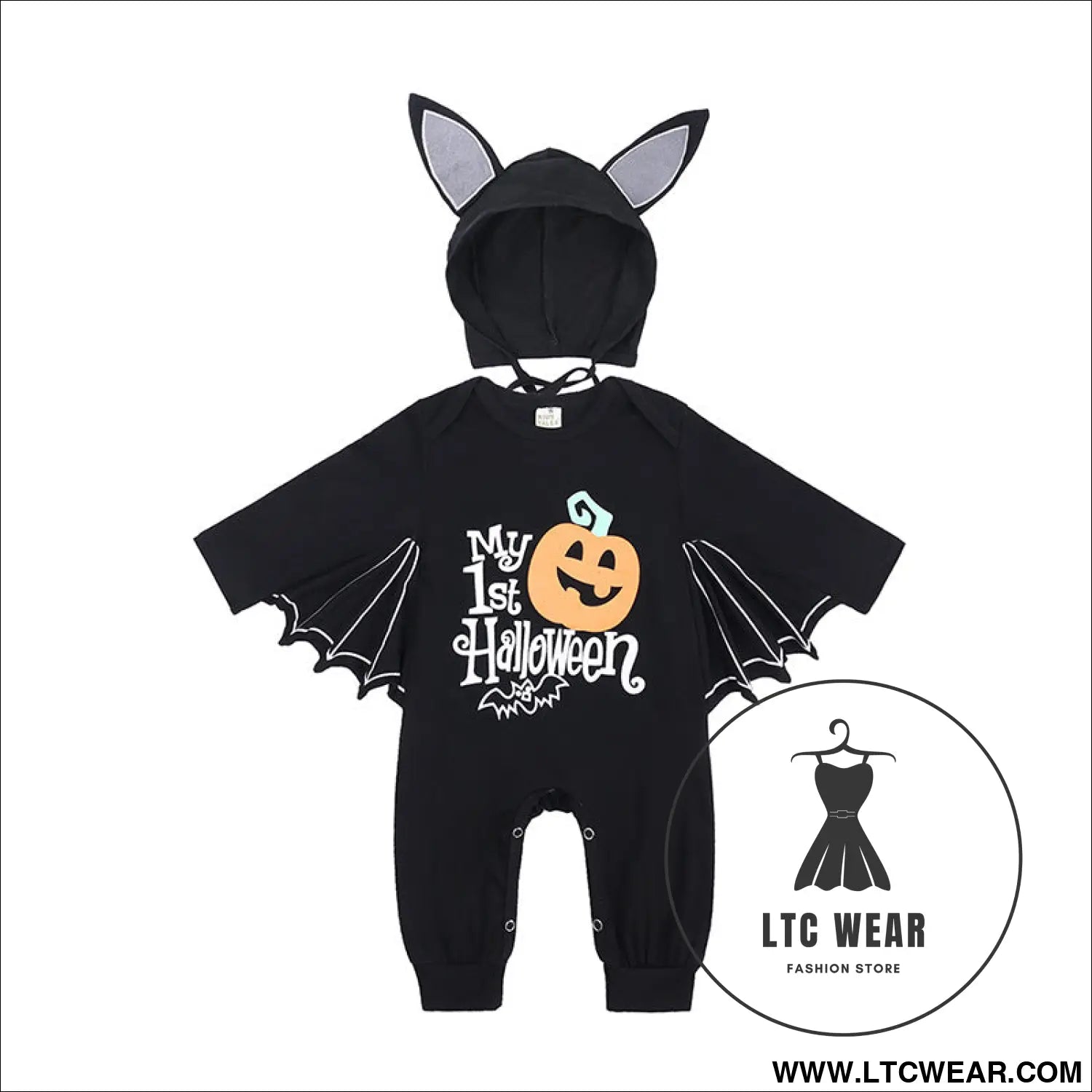 Halloween children’s clothing baby rompers new baby pumpkin alphabet jumpsuit bat shape romper - hy2988n / 70