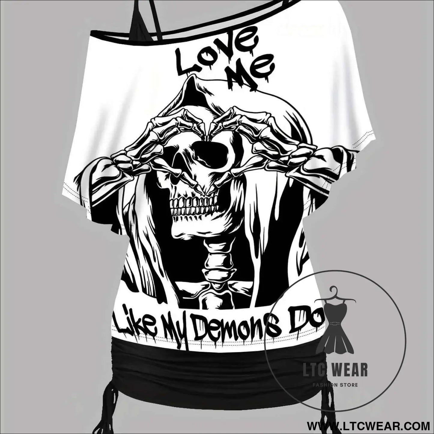 Halloween Contrast Batwing Top  Drawstring Cami Set