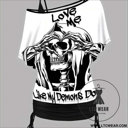 Halloween Contrast Batwing Top  Drawstring Cami Set