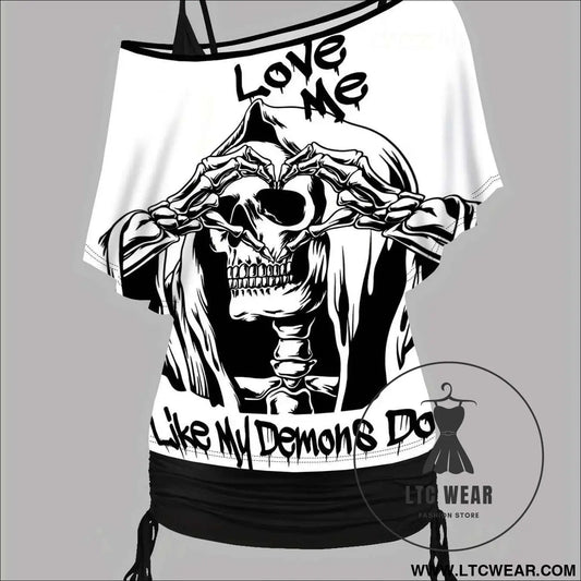 Halloween Contrast Batwing Top  Drawstring Cami Set
