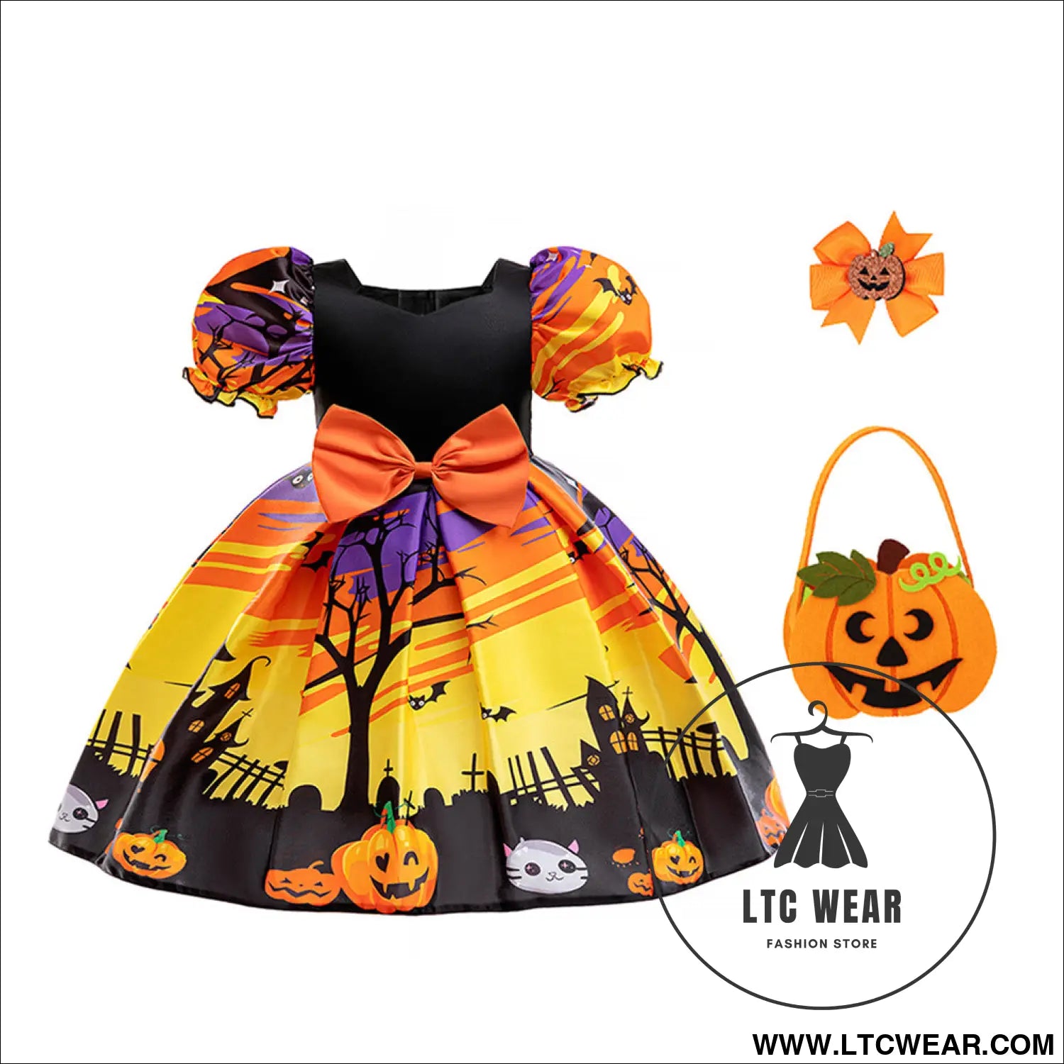 Halloween costume cosplay princess dress for girls printed satin tulle ball gown kids dress - aws039-black