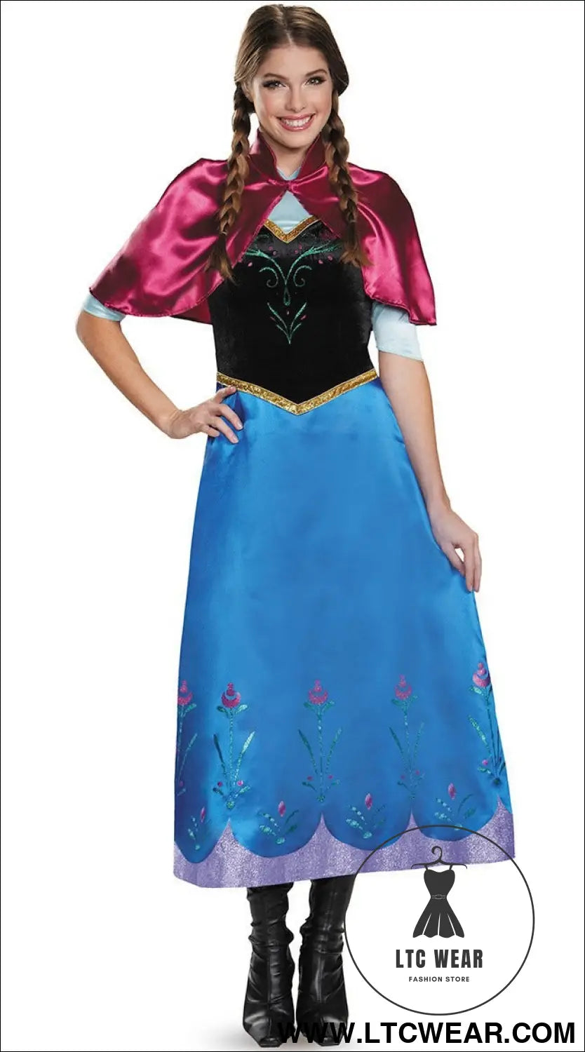 Halloween costume frozen cosplay anna dress cosplay queen costume - picture color [skirt + shawl] / s