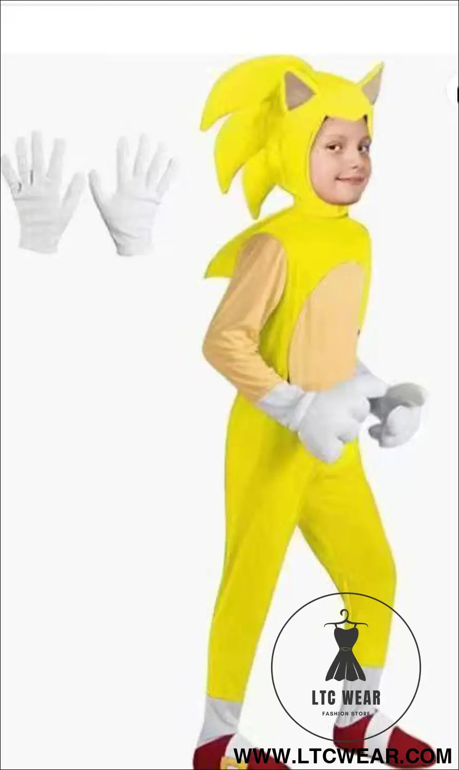 Halloween costume hedgehog blue sonic costume super sonic the hedgehog performance outfit - yellow classic / s