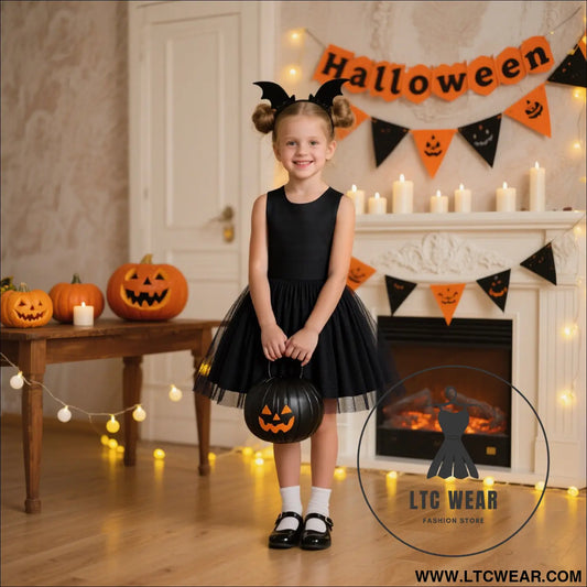 Halloween dress girls princess dress tulle puffy dress with shawl set
