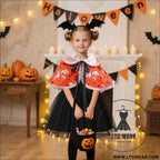 Halloween dress girls princess dress tulle puffy dress with shawl set