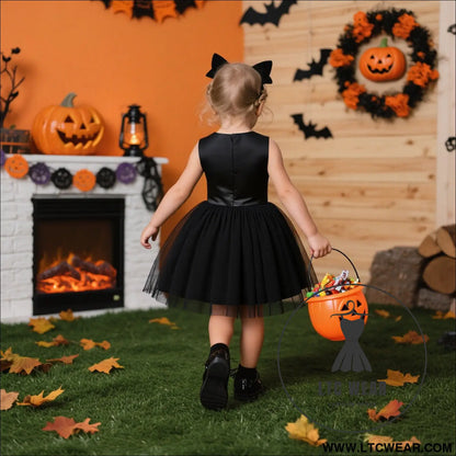 Halloween dress girls princess dress tulle puffy dress with shawl set