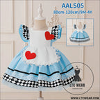 Halloween lolita alice maid dress for girls flutter sleeve princess dress stage performance costume - aals05-sky blue