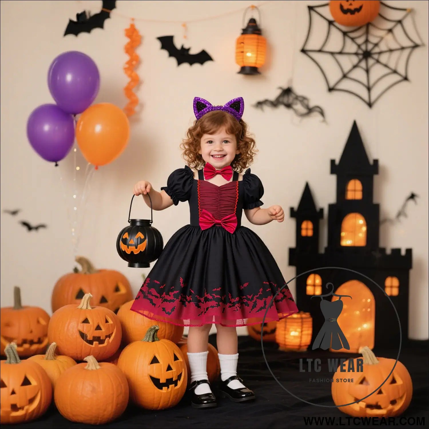 Halloween new girls’ princess dress printed organza dress children’s festival