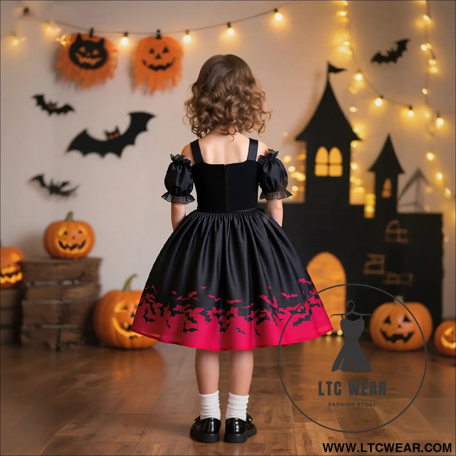 Halloween new girls’ princess dress printed organza dress children’s festival