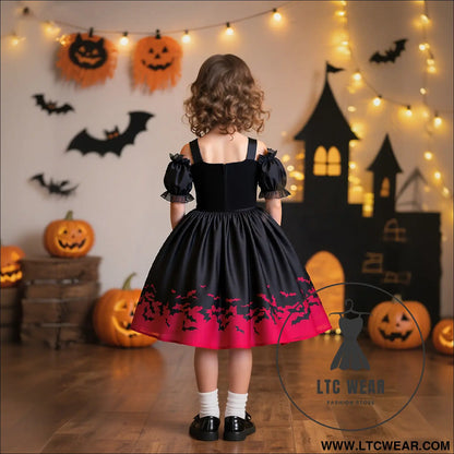 Halloween new girls’ princess dress printed organza dress children’s festival