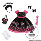 Halloween princess dress children’s cosplay costume printed satin princess dress for girls party formal dress