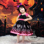 Halloween princess dress children’s cosplay costume printed satin princess dress for girls party formal dress