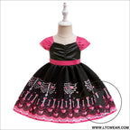 Halloween princess dress children’s cosplay costume printed satin princess dress for girls party formal dress