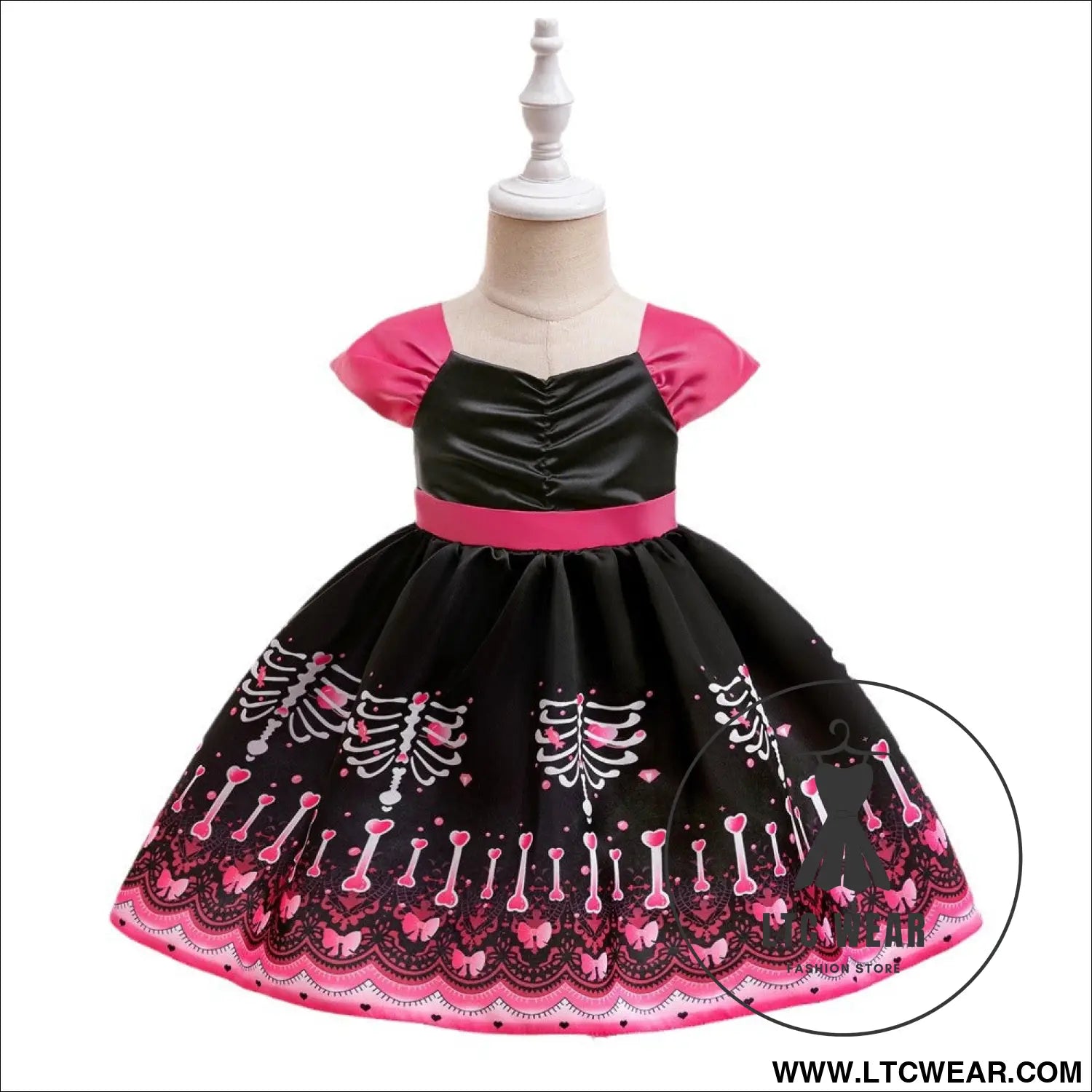 Halloween princess dress children’s cosplay costume printed satin princess dress for girls party formal dress