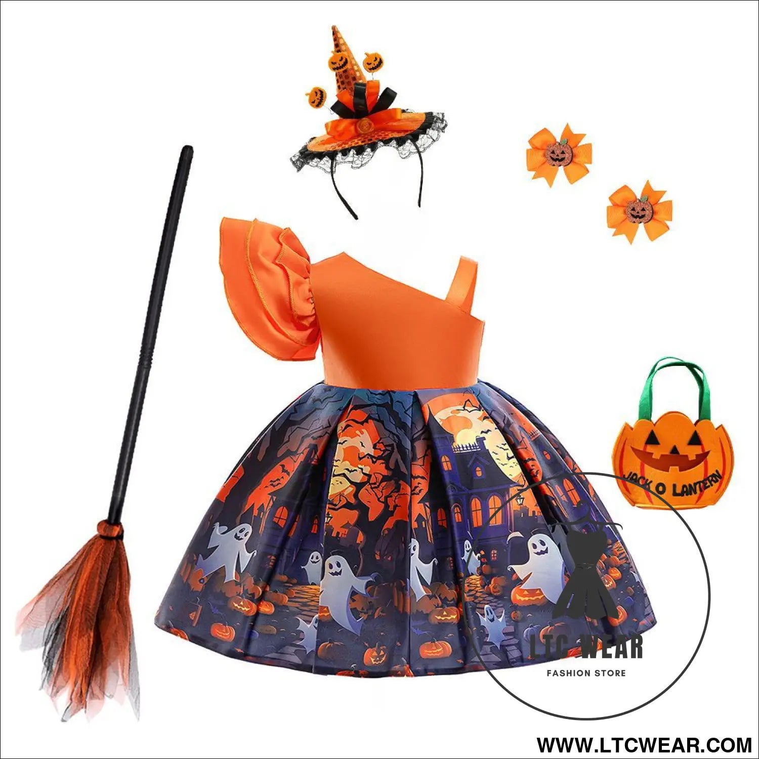 Halloween princess dress cosplay costume printed satin children’s formal dress