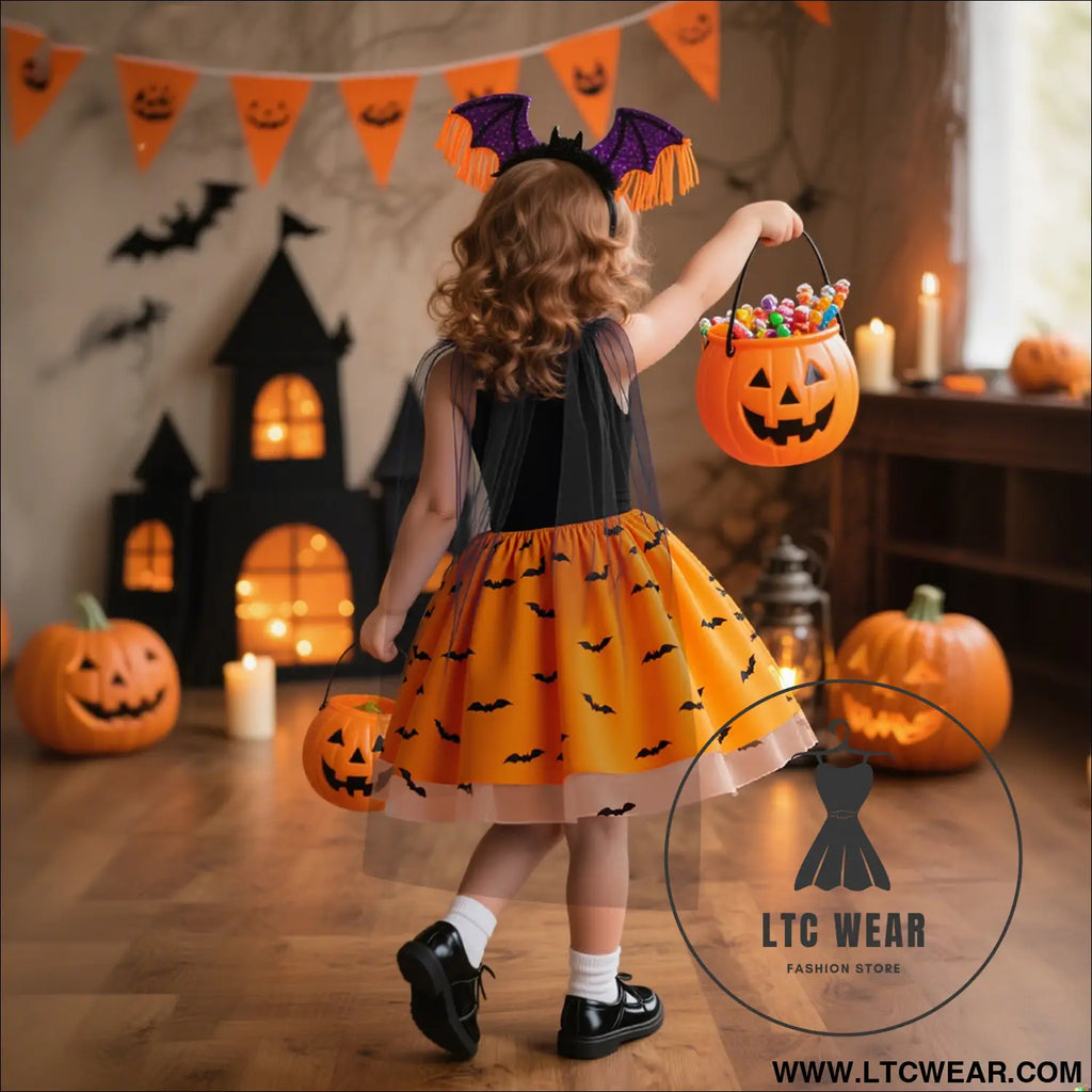 Halloween princess dress off-shoulder strapless children’s formal gown with detachable cape