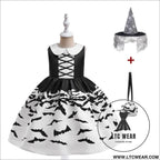 Halloween printed dress for girls with candy bag princess style children’s dress - aws021-black-ps61 black / 100cm
