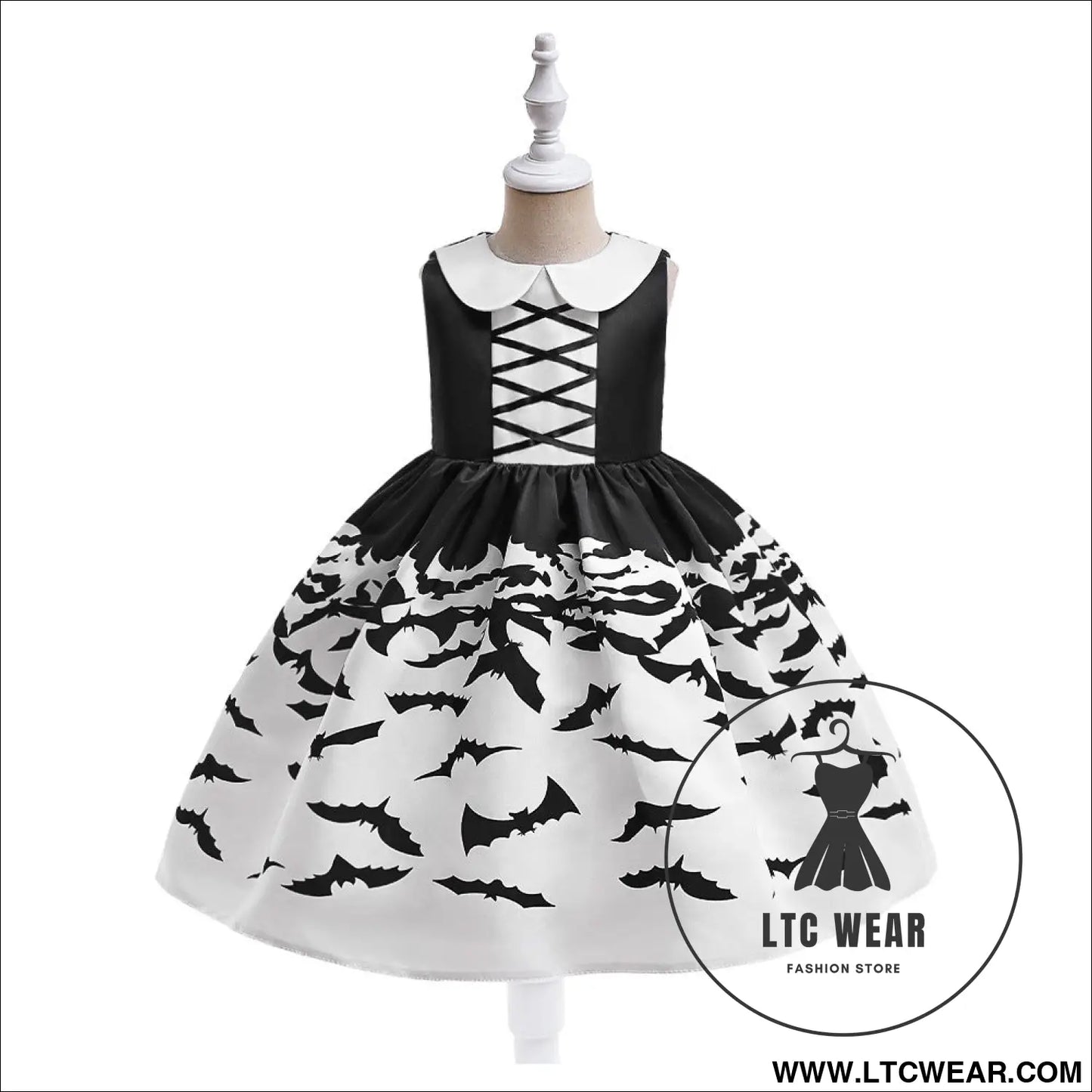 Halloween printed dress for girls with candy bag princess style children’s dress