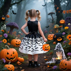 Halloween printed dress for girls with candy bag princess style children’s dress